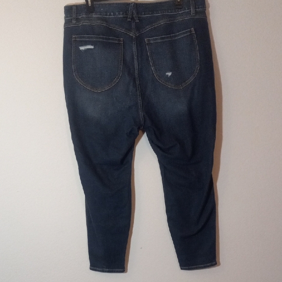 Lane Bryant Dark Blue Distressed Ankle Jeans - Picture 4 of 4